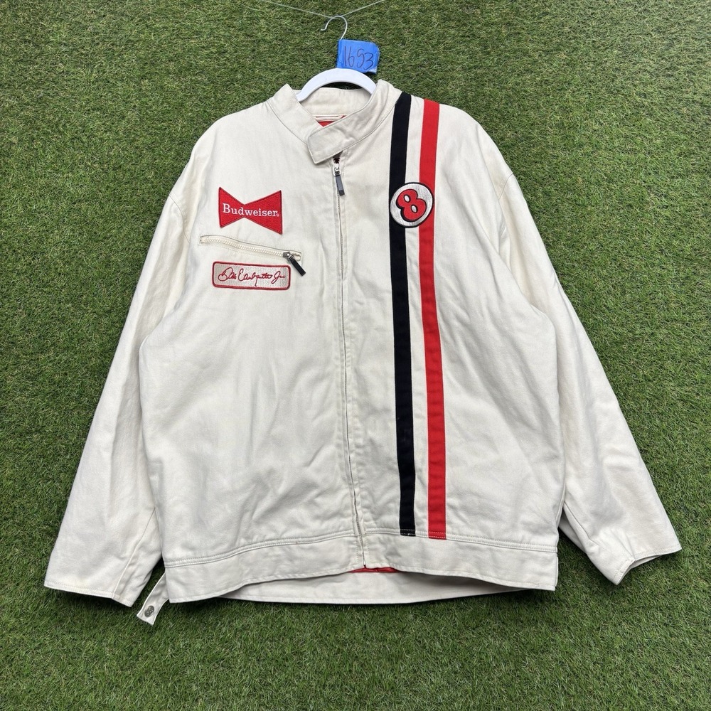 Vintage Dale Earnhardt Jr Throwback Budweiser Jacket Mens XL Beer Uniform Zip Up